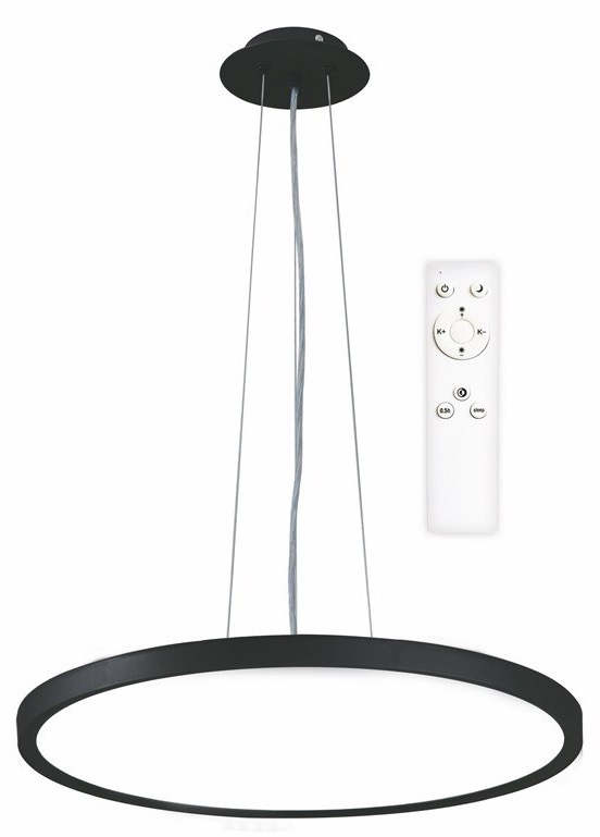 Závesné svietidlo Top Light Revit 60BZ RC, s diaľkovým ovládačom, 50W, 5000lm, stmievanie, pamäť, priemer 60cm, výška 120cm čierne