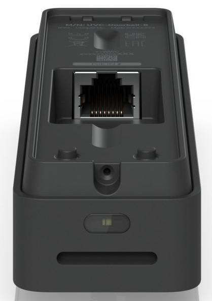 Videozvonček Ubiquiti UniFi Protect Doorbell Lite čierny Spodná časť videozvonku Ubiquiti UniFi Protect Doorbell Lite so sieťovým PoE portom