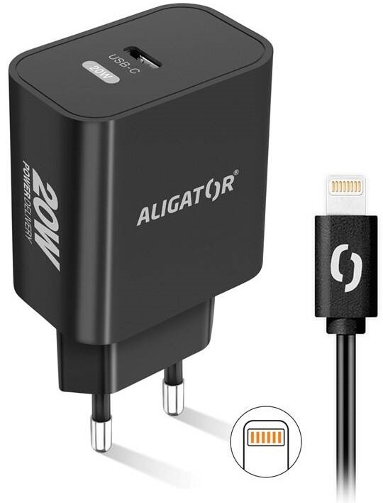 Nabíjačka do siete Aligator Power Delivery 20W, USB-C čierna