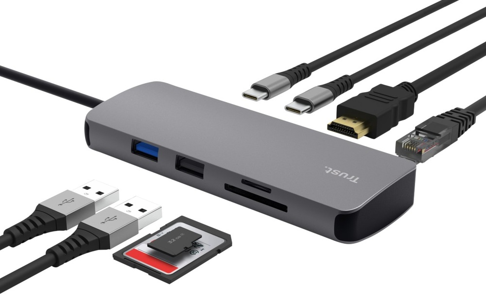 USB Hub Trust Dalyx 8v1 USB-C sivý USB Hub Trust Dalyx 8v1 USB-C sivý