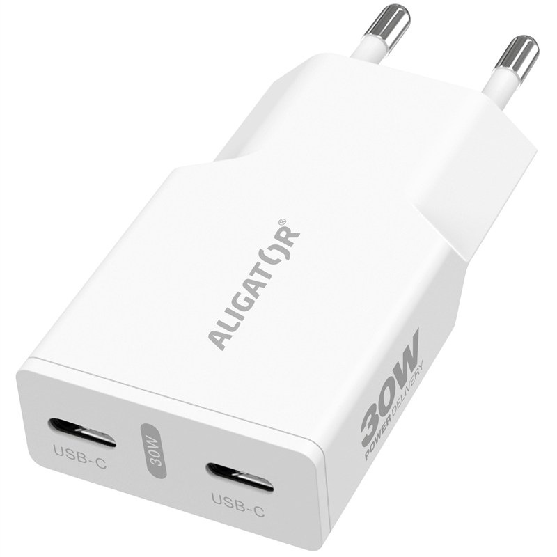 Nabíjačka do siete Aligator s výkonom až 30 W, biela farba