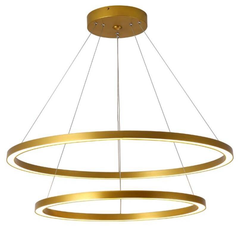Závesné svietidlo IMMAX NEO FINO SMART 2 kruhy, 60 + 80cm, 93W Zigbee 3.0, TUYA - zlaté