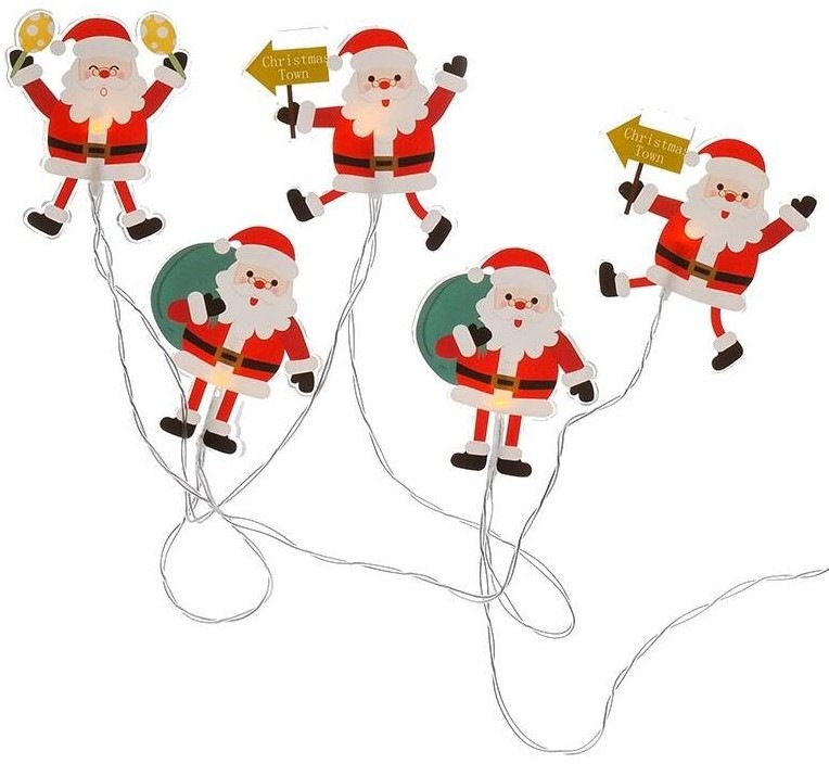 Vianočné osvetlenie Solight okenná reťaz - Santa, 6x LED, prísavná, 120cm, 2x AA