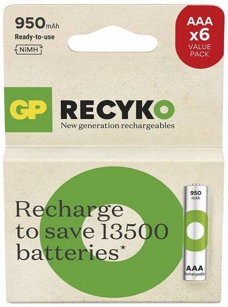 Batéria nabíjacia GP ReCyko 950 AAA (HR03), 6 ks