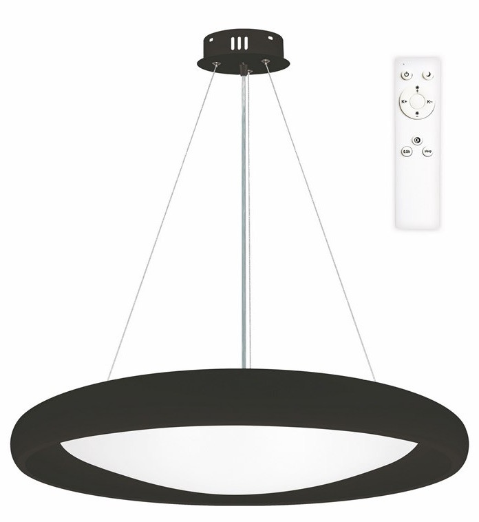 Závesné svietidlo Top Light Salerno 60SK RC. s diaľkovým ovládačom, 60W, 6000lm, stmievanie, pamäť, priemer 60cm, výška 120cm čierne