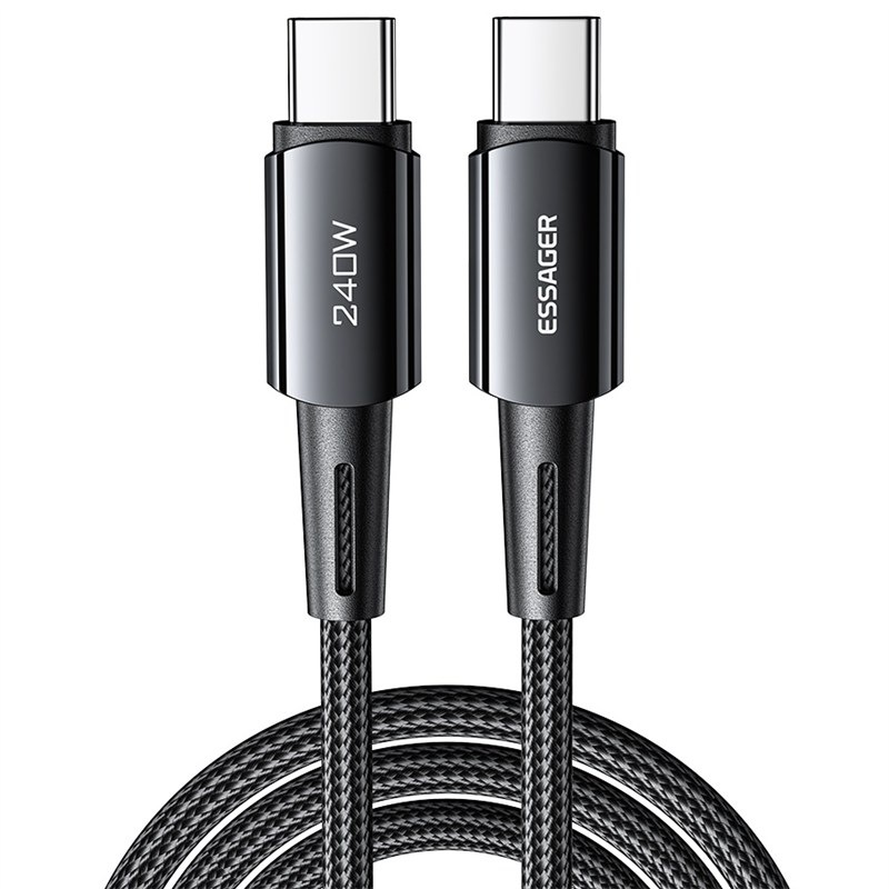 Nabíjací kábel Essager s výkonom 240 W, 1 m, čierna farba