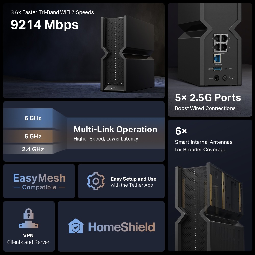 Router TP-Link Archer BE550 čierny Router TP-Link Archer BE550 čierny