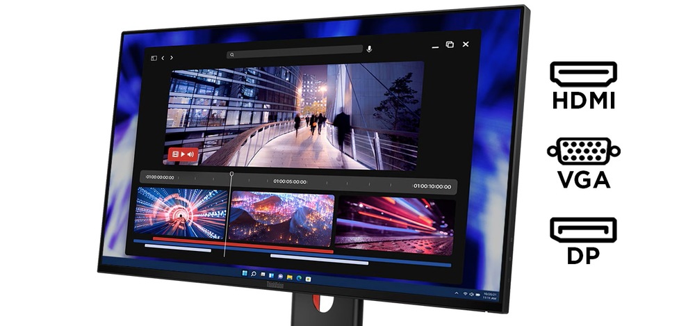 Monitor Lenovo ThinkVision T24-40 čierny V ponuke konektorov monitora Lenovo ThinkVision T24-40 nájdete HDMI, DisplayPort, VGA aj USB