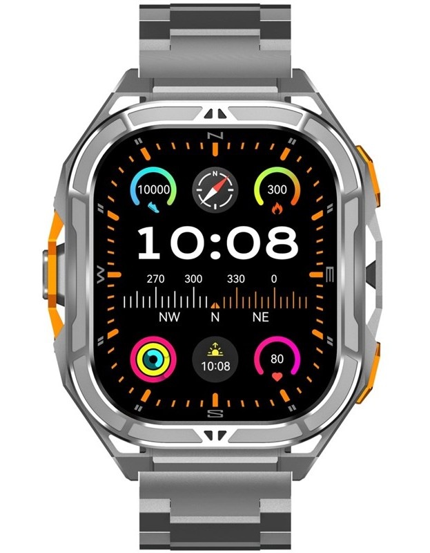 Inteligentné hodinky ARMODD Titan GPS s kovovým remienkom + čierny silikónový remienok strieborné
