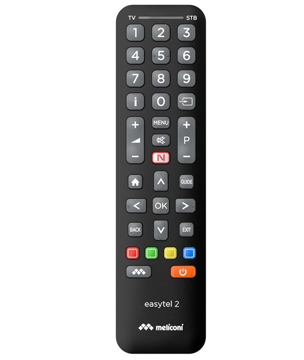 Diaľkový ovládač Meliconi EASYTEL 2, Univerzálny diaľkový ovládač pre 1 TV + dekodér čierny