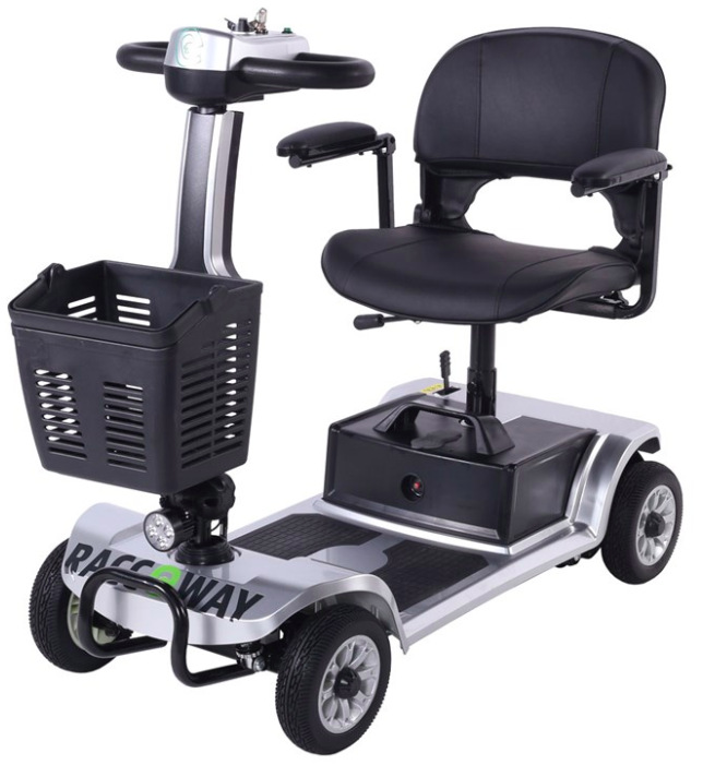 Elektrický štvorkolesový vozík RACCEWAY® SPLIT, strieborný