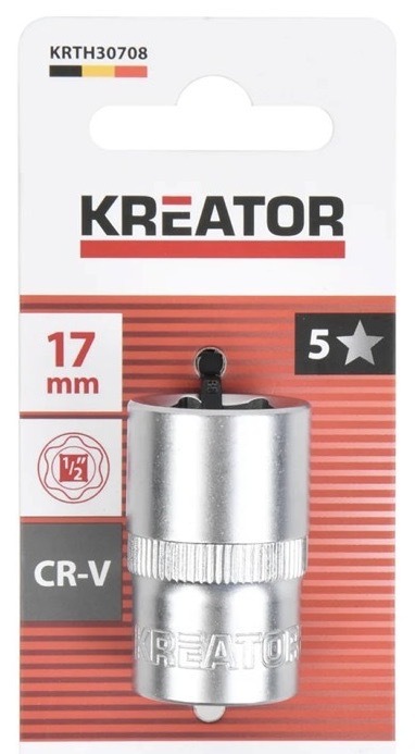 Nástrčná hlavica Kreator s rozmerom 17 mm, kvalitná oceľ