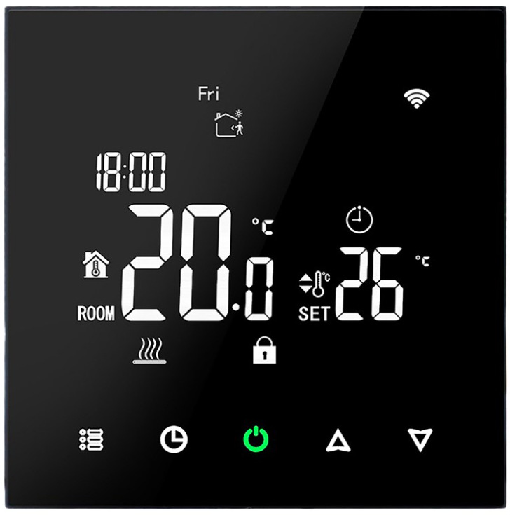Chytrý WiFi termostat Elektrobock PT740B-NP pre riadenie vykurovania, čierny