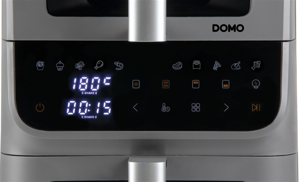 Fritéza teplovzdušná Domo DO550FR, 3,5 + 6,5 l sivá Digitálny displej fritézy.