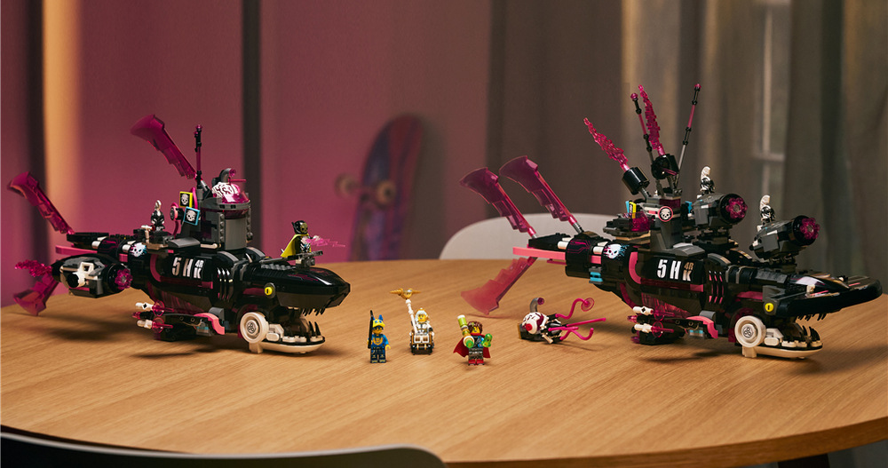 Stavebnica LEGO® DREAMZzz™ 71500 Žraločkoponorka z nočných môr Päť minifigúrok, Z-Flek a tri Kyberveci rozohrávajú strety, záchranné akcie aj úteky z väzenia.