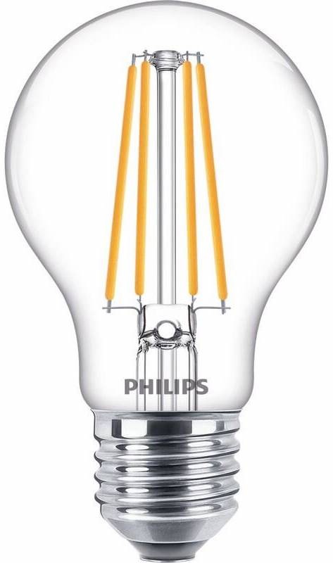 LED žiarovka Philips filament klasik, E27, 8,5W, studená biela