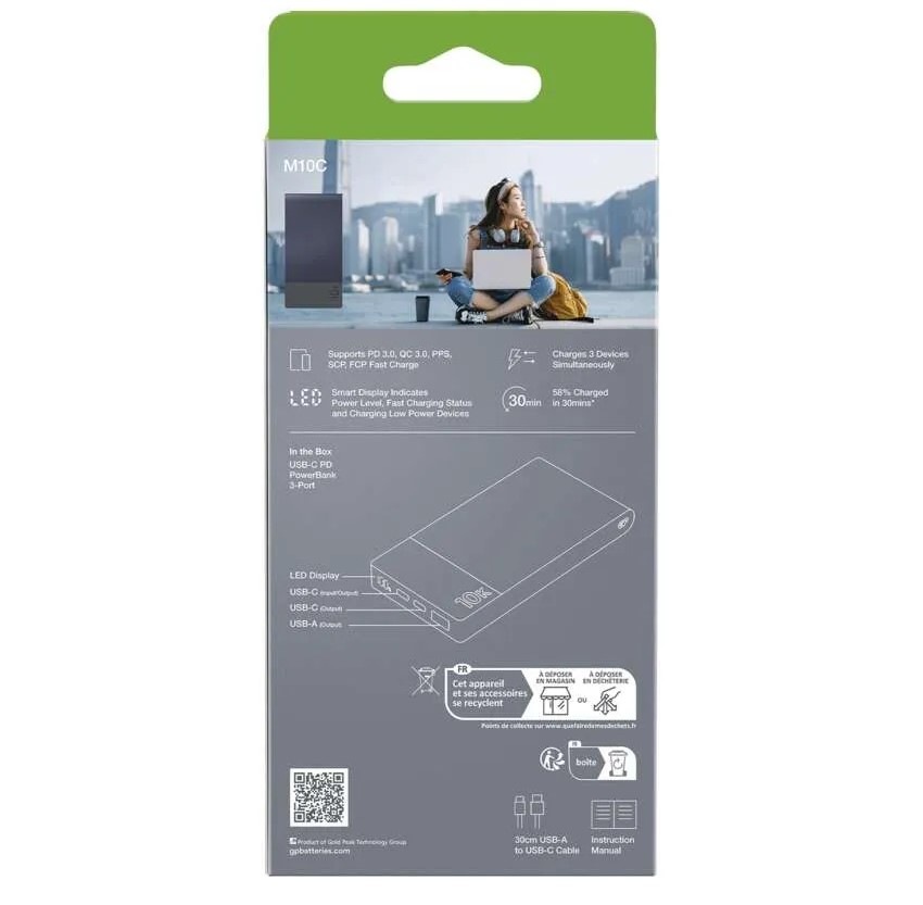 Powerbank GP M2+ Series 10000mAh M10C - modrá