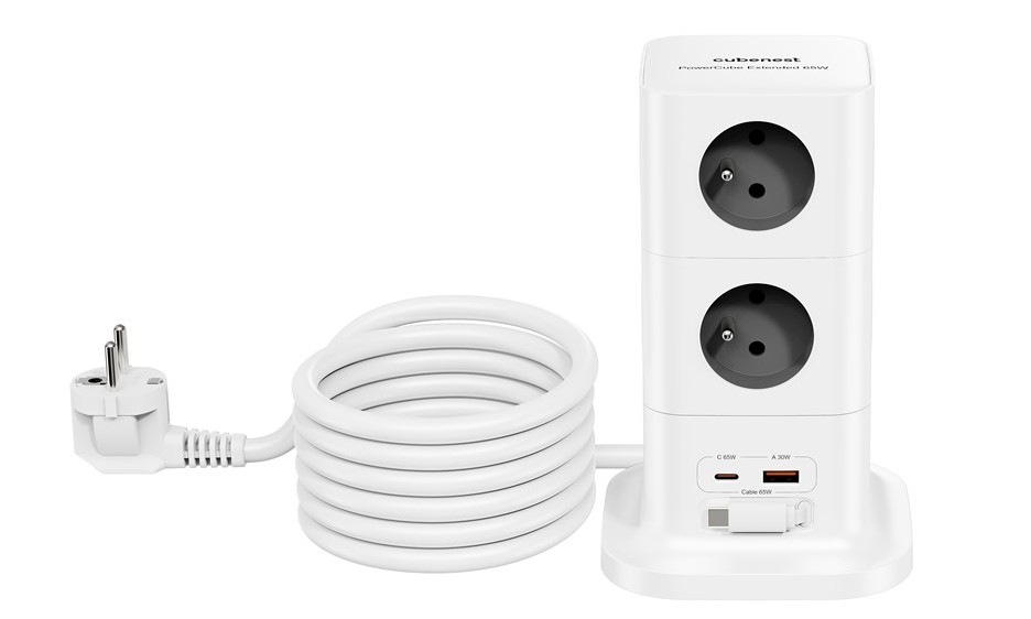 Rozbočovacia zásuvka Cubenest PowerCube 8xAC, PD 65W, 2xC,1xA, 3m kabel sivá/biela Rozbočovacia zásuvka Cubenest má integrovaný šikovný čip pre bezpečnostnú kontrolu
