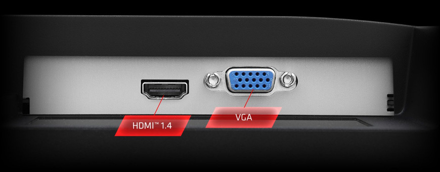 Herný monitor ASRock Challenger CL27FFB čierny Detail portov HDMI a VGA, ktoré sú súčasťou monitora ASRock Challenger