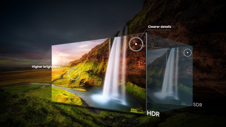 Televízor Hisense 75UR8S vylepšený vzhľad vodopádu na obrazovke Televízia Hisense 75UR8S