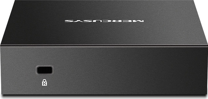 Switch Mercusys MS105GS (MS105GS) čierny Zadná strana čierneho switchu Mercusys MS105GS s otvorom pre bezpečnostný zámok Kensington.