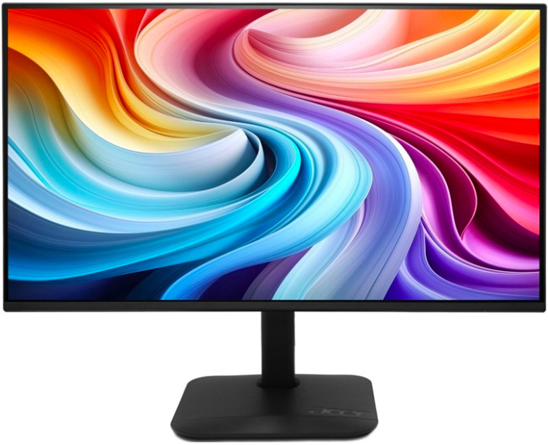Monitor Acer KA242Y P6 23,8" v čiernej farbe s IPS displejom na stojane v čelnom pohľade