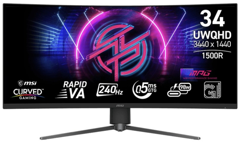 Herný monitor MSI MPG 346CQRF X24 34" v čiernom prevedení so zakrivenou obrazovkou