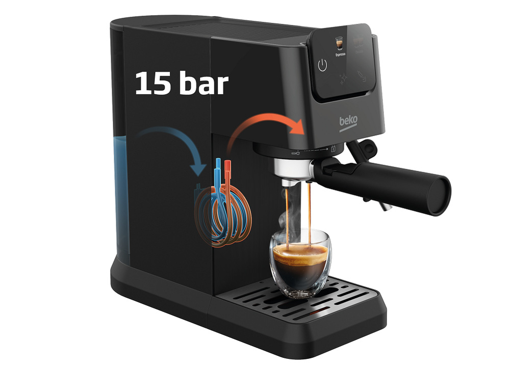 Pákový kávovar Beko Caffe experto CEP5302B čierny Pákový kávovar Espresso Beko CEP5302B, čierna, tlak čerpadla 15 bar