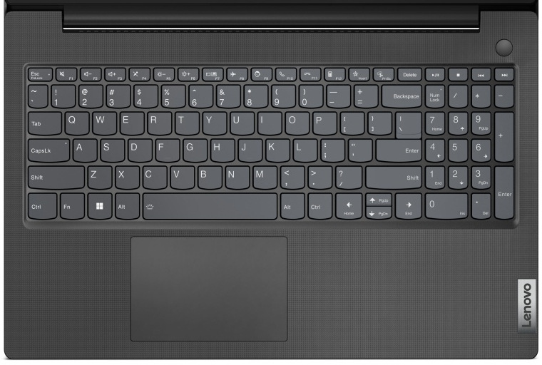 Notebook Lenovo V15 G5 IRL čierny Detail klávesnice laptopu Lenovo V15 G5 IRL