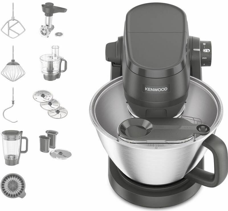 Kuchynský robot KENWOOD Multi Tasker KHC30.070GY sivý Kuchynský robot Kenwood s nerezovou misou, mixérom, mlynčekom na mäso, food procesorom a bohatým príslušenstvom v sivom prevedení.