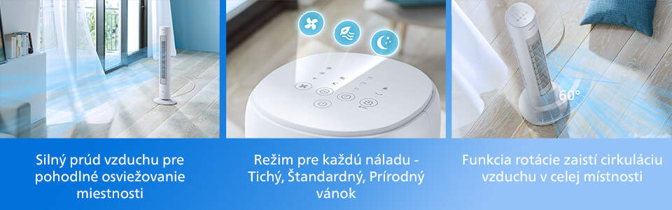Ventilátor stĺpový Philips Series 5000 CX5535/00 biely