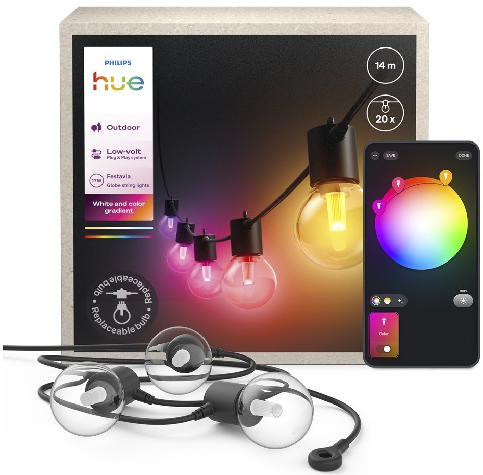 Párty osvetlenia Philips Hue Festavia globe, Bluetooth, White and Color Ambiance, 14 m PHI929004581901_02