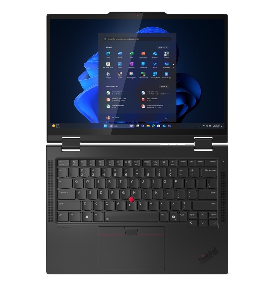 Otvorený notebook Lenovo ThinkPad T14s 2-in-1 na 180 °