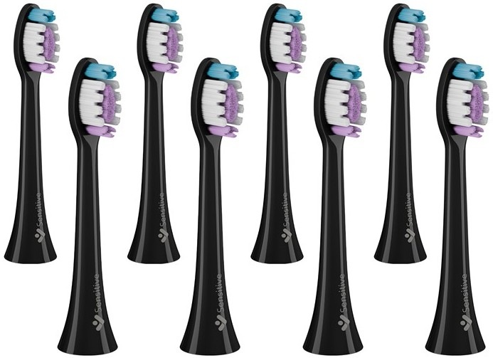 Náhradná hlavica TrueLife SonicBrush Clean-series heads Sensitive black 8 pack pre citlivé zuby
