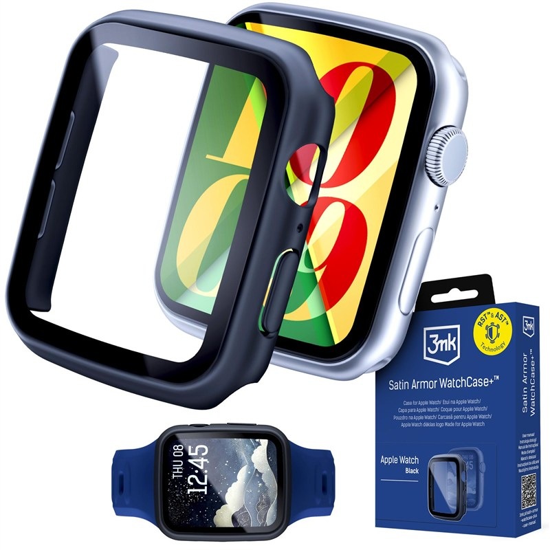 Ochranné puzdro 3mk Satin Armor WatchCase+ s tvrdeným sklom na Apple Watch Ultra 1/2/3 (49mm) čierne 3mk Satin Armor WatchCase+ s tvrdeným sklom na Apple Watch 10/11 (42 mm), čierna