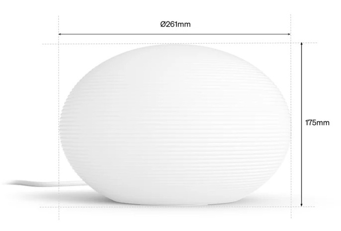 Stolové svietidlo Philips Flourish Hue table EU/UK 1xA60 WCA biele/sklo Rozmery stolného svietidla Philips Flourish s výškou 175 mm a priemerom 261 mm