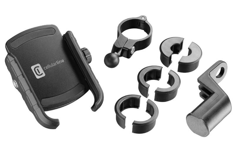 Držiak na mobil CellularLine Rider Steel na riadidlá pre motorku aj bicykel - čierny