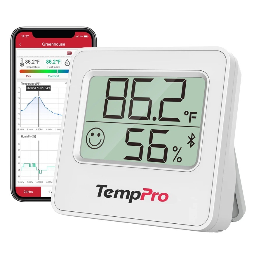 Teploměr s vlhkoměrem ThermoPro TP-357 v bílém provedení.