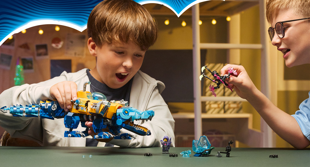 Stavebnica LEGO® DREAMZzz™ 71512 Krokodília ponorka Stavanie 1 107 dielikov ponúka školákom možnosť objavovať funkcie modelu a sledovať postup v aplikácii LEGO Builder.