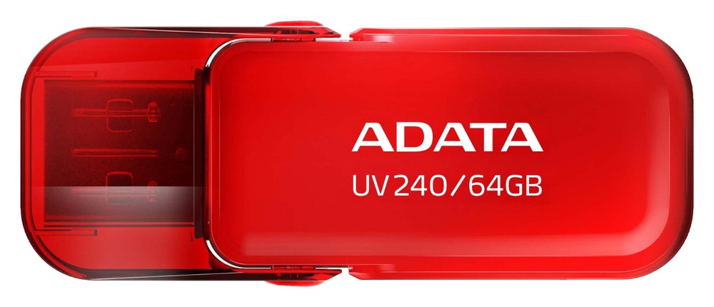 USB flashdisk ADATA Dash Drive UV240 64GB červený Flash USB ADATA Dash Drive UV240 64GB USB 2.0 umožňuje prenos dát do počítača, televízie aj pre herné konzoly
