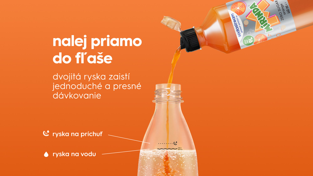 Nalievanie príchute do fľaše Sodastream