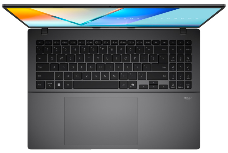Notebook Asus Vivobook S16 sivý Klávesnica s numerickou časťou a rozmerný touchpad notebooku ASUS Vivobook S16