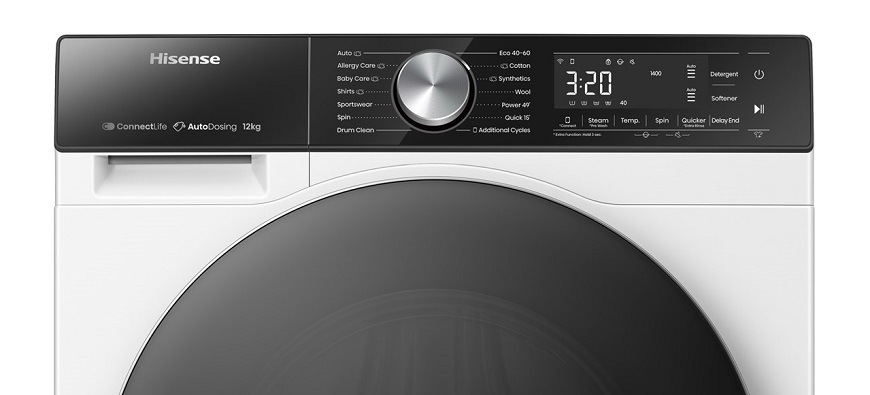 Práčka Hisense WF5S1245BW, biela, Displej