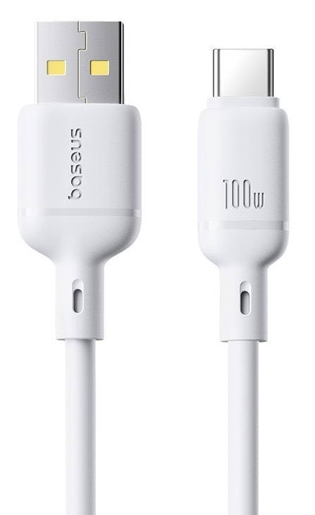 Kábel Baseus Silky USB/USB-C, 100W, 1m biely