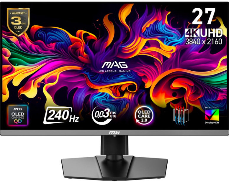 Herný monitor MSI MAG 272UP QD-OLED X24 26.5", LED podsvietenie, QD-OLED panel, 0.03ms, 1500000: 1, 250cd/m2, 3840 × 2160, - čierny