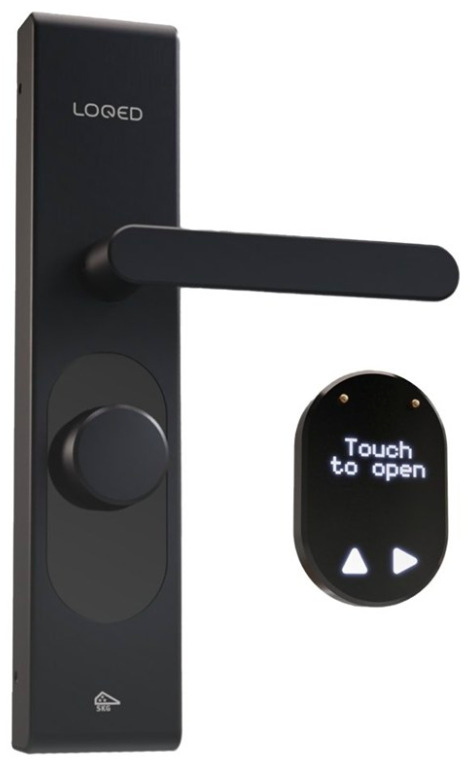 Chytrý zámok Shelly Smart Loqed Touch v čiernom prevedení s dotykovým displejom Touch to Open