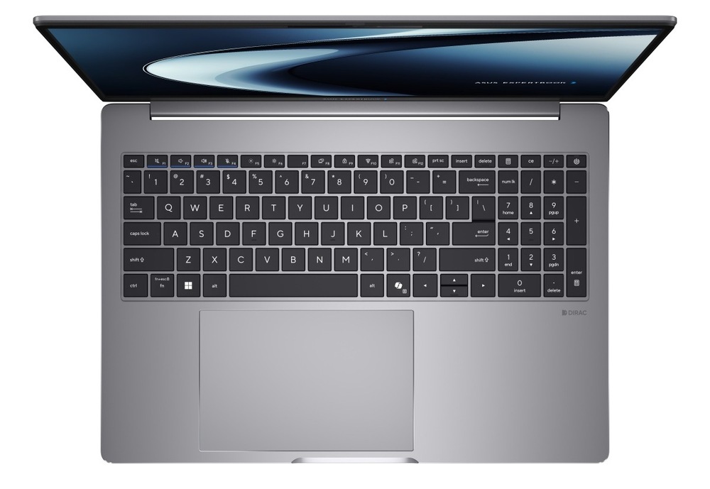Notebook Asus ExpertBook P5 G2 sivý Pohľad zhora na klávesnici notebooku Asus ExpertBook P5 G2