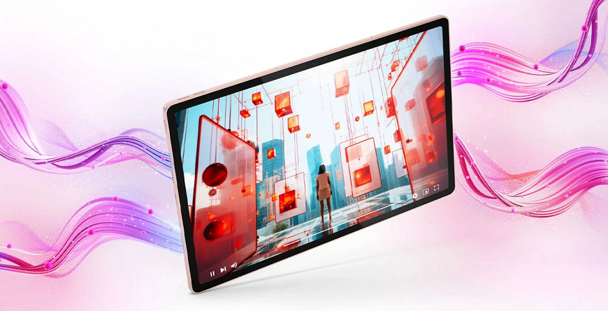 Farebné prelínanie na obrazovke aj v pozadí tabletu Lenovo