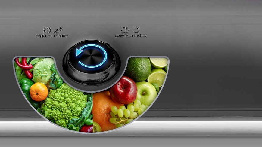 Chladnička s mrazničkou Hisense RB5P410SAFA čierna ovládanie na zásuvke Moisture Fresh Crisper