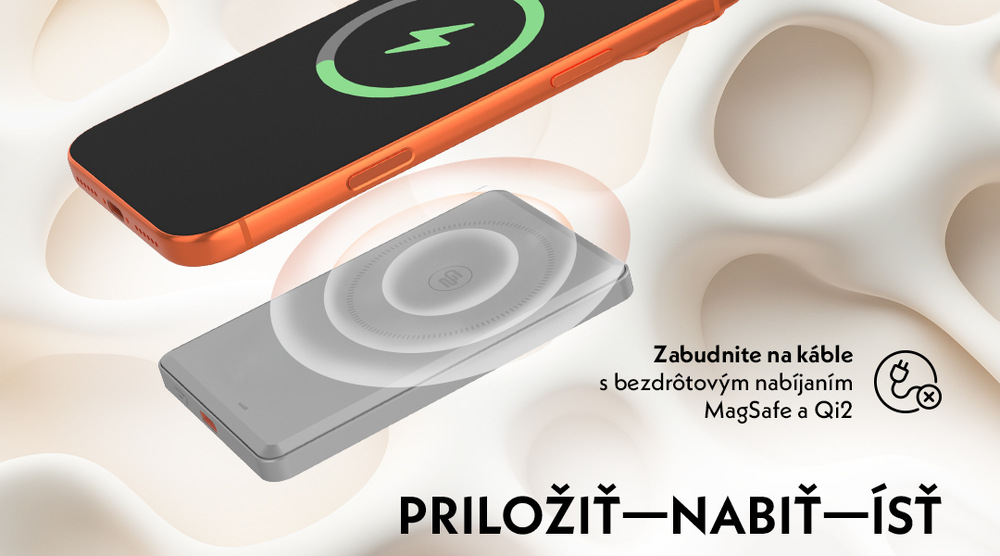 GoGEN MagSafe, Qi2, 5000 mAh, sivá